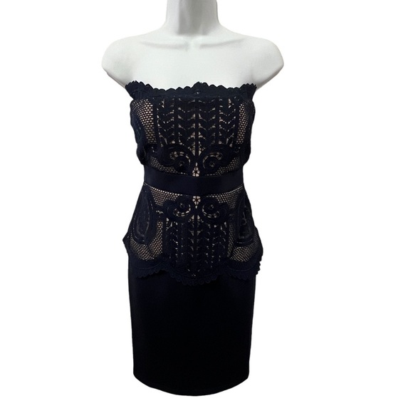 ENTRY Women’s Strapless Lace Overlay Peplum Dress, Size Medium - Picture 8 of 15